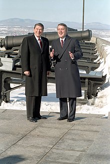 Prime Minister Brian Mulroney of Canada and President Reagan of the United States visiting The Citadel in Quebec City, Canada.JPG