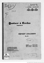 Vignette pour Quatuor à cordes de Chausson
