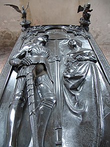 Grabplatte des Grafen Hermann und seiner Gemahlin Elisabeth von Brandenburg von Peter Vischer in der Stiftskirche zu Römhild