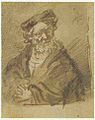 Bearded Old Man label QS:Len,"Bearded Old Man" label QS:Lnl,"Oude man met baard" . 1634. pen and brown ink, wash. 8.9 × 7.1 cm (3.5 × 2.7 in). The Hague, Royal Library.