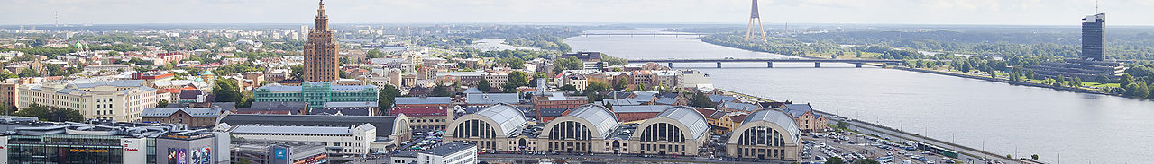 Riga Central Market, five pavilions constructed by reusing old German Zeppelin hangars