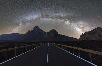 The road down from Teide volcano in Tenerife with the Milky way above it. () AstroAnthony 7.083 out of 10, SD 2.787