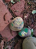 Thumbnail for File:Rock painting of pine warbler.jpg