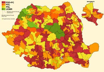 The results for the Chamber of Deputies for Constituencies no. 1 to no. 42 Romania chamber of deputies 2008 results.svg
