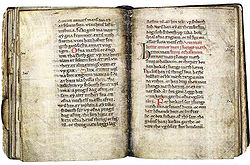 The oldest known manuscript with the Scanian Law, dating to the 13th century. ScanianLaw B74.jpg