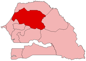 Harta regiunii Louga în cadrul Senegalului