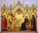 『聖女マルガリータと聖アンサヌスのいる受胎告知』(1333年、シモーネ・マルティーニ)