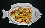 Thumbnail for File:Smoked herring with pepper and mustard, cucumber slices, and pickled asparagus on crisp bread - Massachusetts.jpg