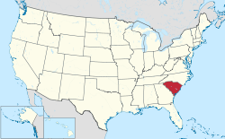南卡羅萊納州在美國的位置