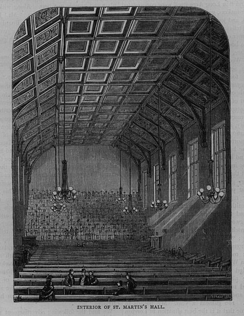 c.1850 print of the interior of St Martin's Hall