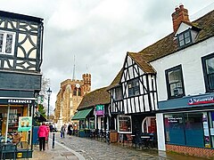 St Mary's Church from Market Place, Hitchin.jpg