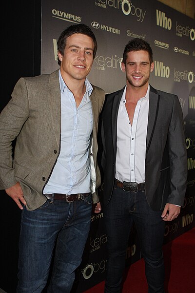 Steve Peacocke and Dan Ewing (pictured left to right) play Brax and Heath, Angelo's business partner and his brother, who attacks him.