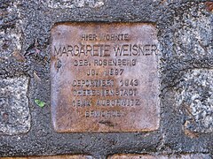 Stolperstein Margarete Weisner, 1, Gerhart-Hauptmann-Straße 8, Unna, Landkreis Unna.jpg