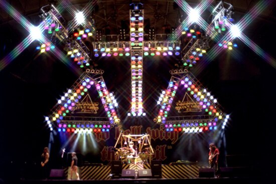 Stryper's stage set during To Hell with the Devil tour, 1986