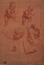 Une série de dessins sur une feuille représentant tout ou partie de bébés.
