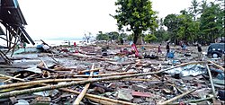 Zasažené pobřeží v provincii Banten
