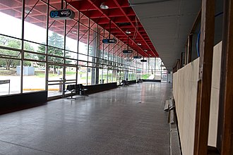 An empty bus station in Tandil in late March 2020. TerminaldeOmnibusTandilHallCentral-COVID2019-1.jpg