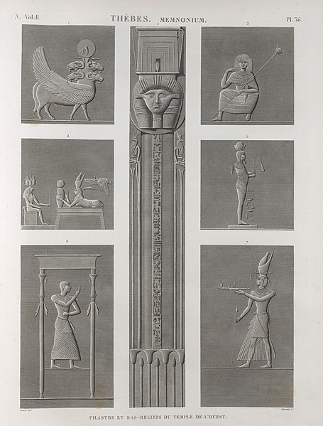 Pl.36 - Pilastre et bas-reliefs du temple de l'ouest