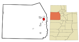 Tooele County Utah incorporated and unincorporated areas Tooele highlighted.svg