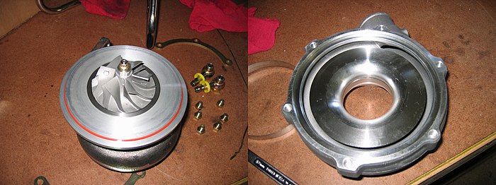 Compressor section of a Garrett GT30 with the cover removed
