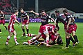 * Nomination USO-Gloucester Rugby - 20141025 - Ruck --Pleclown 10:50, 14 April 2015 (UTC) * Promotion All the drama a sports shot should have, as only rugby can provide --Daniel Case 23:23, 21 April 2015 (UTC)