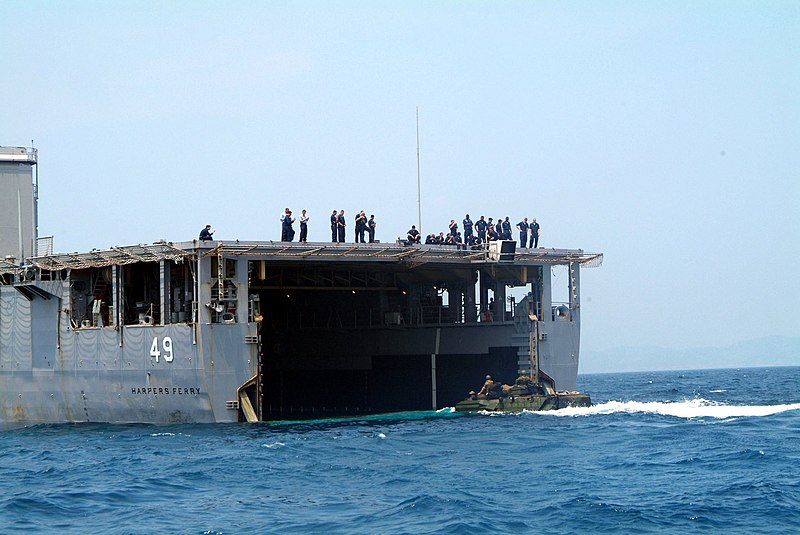 File:US Navy 050709-N-4772B-127 An Armored Amphibious Vehicle (AAV) assigned to the 31st Marine Expeditionary Unit (MEU) enters the well deck aboard the amphibious dock landing ship USS Harpers Ferry (LSD 49).jpg