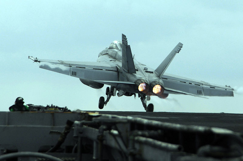 File:US Navy 100304-N-3038W-174 n F-A-18F Super Hornet assigned to the Black Aces of Strike Fighter Squadron (VFA) 41 launches from the aircraft carrier USS Nimitz (CVN 68).jpg