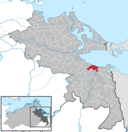 Ueckermündes beliggenhed i Mecklenburg-Vorpommern