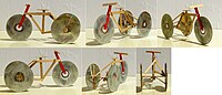 Vélo à 3 roues réalisé avec des CD/DVD de récupération. Ceci a été réalisé en lien avec le Tour de France 2024, le Tour de France Femmes 2024 et le Tour Alsace 2024.
