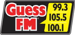 Logo as Guess FM, used from 2017 to 2018 WGUE GuessFM99.3-100.1-105.5 logo.png