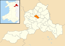 Map of the community in Wrexham County Borough. Wales Wrexham Community Offa map.svg