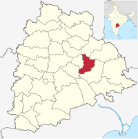 मानचित्र जिसमें वरंगल ज़िला వరంగల్ జిల్లా Warangal हाइलाइटेड है