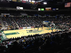 The Wolstein Center is home to Cleveland State Vikings men's and women's basketball. Wolstein Center interior.jpg