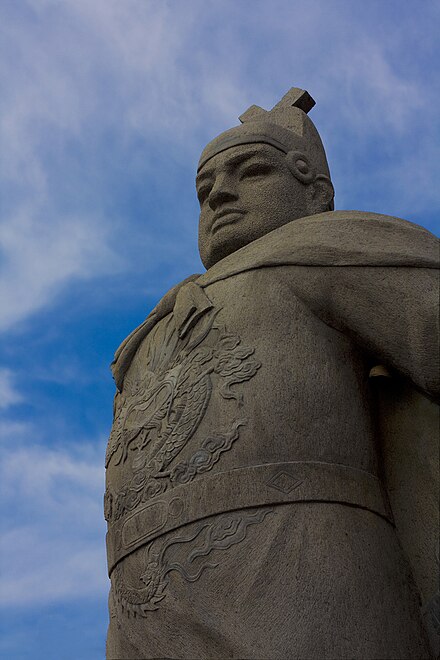 Statue from a modern monument to Zheng He at the Stadthuys Museum in Malacca, Malaysia