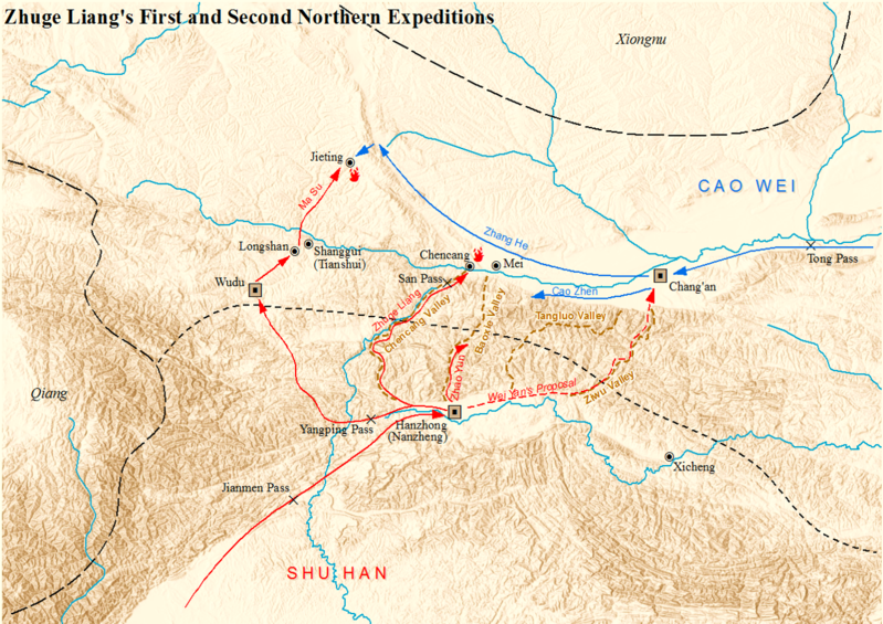 File:Zhuge Liang 1st and 2nd Northern Expeditions.png