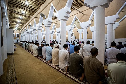 Male-only space of a mosque in Riyadh, Saudi Arabia