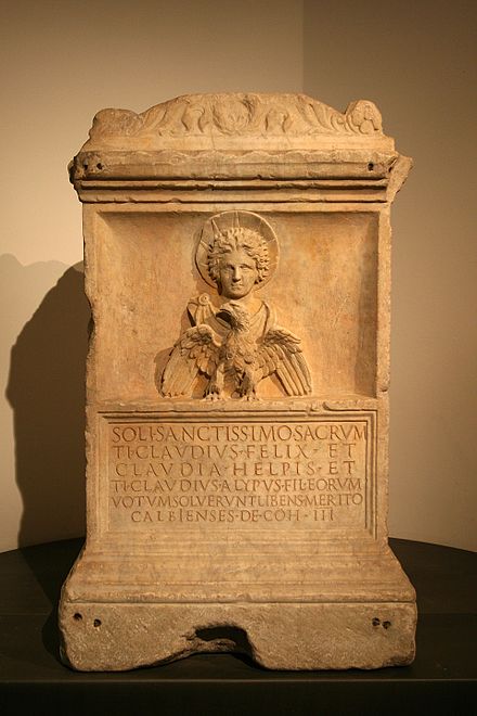 An Altar found in Trastevere dedicated to Malakbel bearing the epithet Sol Sanctissimus