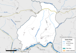 Kolorowa mapa przedstawiająca sieć hydrograficzną gminy