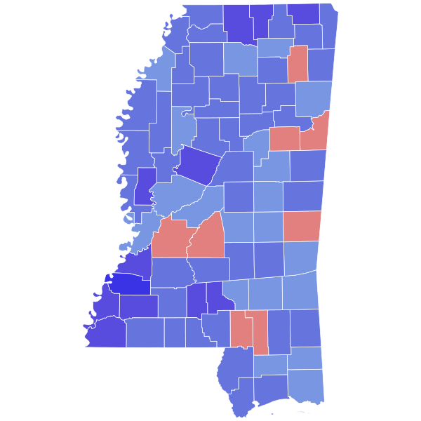File:1983 Mississippi gubernatorial election results map by county.svg
