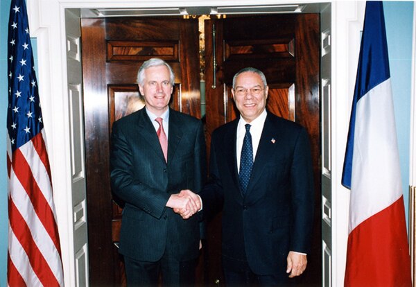 Barnier with U.S. Secretary of State Colin Powell, 14 May 2004