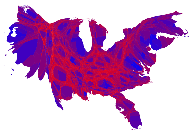 File:2016 US presidential election map with county size scaled by population.png