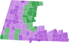 Democratic primary results by municipality
Neal
50-60%
60-70%
70-80%
Morse
50-60%
60-70% 2020 Democratic primary in Massachusetts' 1st congressional district by municipality.svg