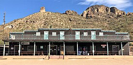 The Mercantile/Gift Shop with some of the rock formations of the area in the background