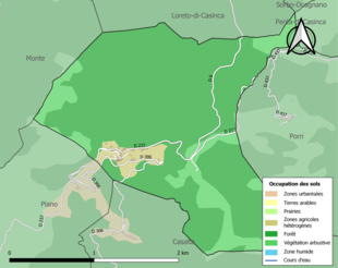 Barevná mapa znázorňující využití půdy.