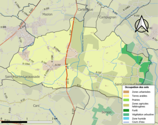 Kolorowa mapa przedstawiająca użytkowanie gruntów.