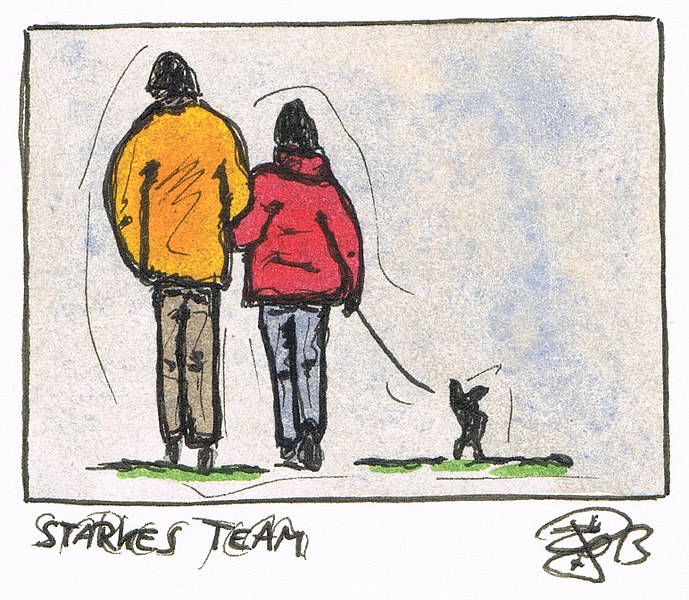 File:3 - Sascha Grosser - Zeichnung Starkes Team - Paar mit Hund.jpg