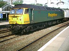 Freightliner 57007 at Northampton station in July 2006 57007 at Northampton.jpg