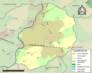 Barevná mapa znázorňující využití půdy.