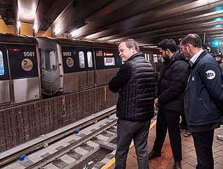 MTA New York City Transit President Richard Davey is on-hand at the 21 St-Queensbridge station on the F line on Monday, Apr 1, 2024 as the 63 St corridor repoens after track rehabilitation. MTA Construction & Development President Jamie Torres-Springer, Assembly Member Zohran Mamdani. (Marc A. Hermann / MTA)