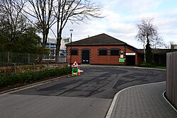 The entrance to a new access road between two Holiday Inn car parks alongside the A63 in Kingston upon Hull.